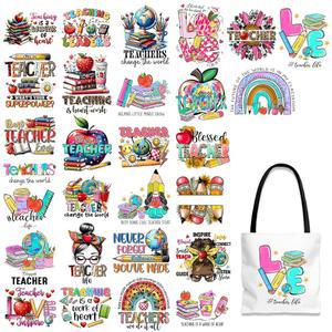 틴트넛 교사 테마 DTF 전송 준비 완료-티셔츠 의류용 데칼용 28장 학교용 다리미 캔버스 가방 디자인용 스티커용 열전달 다리미
