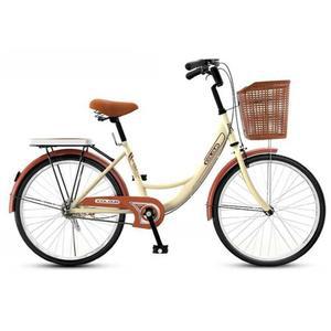 여성 바구니 자전거 라이딩 일본자전거 26 출퇴근 경량 옐로우