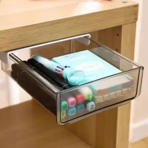 붙이는 투명 책상 부착식 서랍 박스 수납정리함 슬라이딩수납함 수납박스 서랍정리함