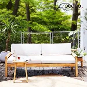 [로코코]로코코 휴이 3인 원목소파 패브릭 소파베드(방석포함)
