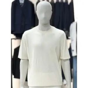 [바쏘옴므]아이보리_세미오버핏 라운드 반팔 니트 WSY2GW48A