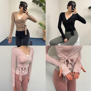 크로스랩애슬탑 요가복 랩티셔츠 필라테스 긴팔 핑거