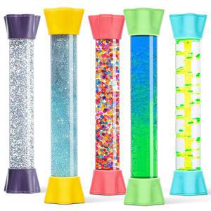 특수 용품 액체 모션 버블러 장난감 쿨 튜브 5팩 컬러풀 모래시계 타이머, 물방울 움직임, 침실, 가정