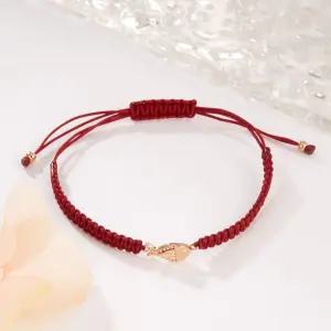 갤러리아 [비앤비골드] 18K 로렛트 컷팅 물고기 실크끈 매듭 팔찌 PNB41905