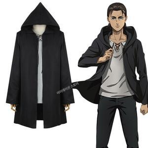 진격의 거인 에렌 블랙 망토 입체기동장치 조사병단 날개 롱코트 자유의 S 의상