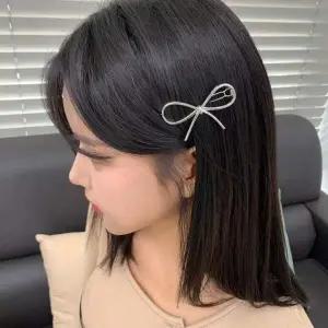 실버 트렌드 올 헤티리본헤어핀 머리핀 키치 포인트
