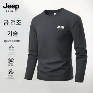JEEP SPIRIT 남성 긴팔 티셔츠 가을 상의 빅사이즈 오버핏 무지 티셔츠