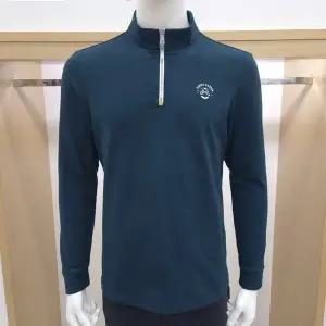 루이까스텔 남성 25FW NEW 가을 초겨울 기모 가슴 자수 반집업 긴팔 티셔츠 (그린) 7METS911_IC