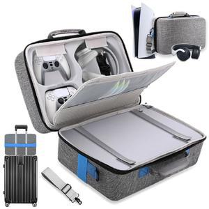 PS5/PS5 프로용 하드 쉘 휴대용 케이스, 플레이스테이션 5 콘솔과 호환되는 보호 여행 가방, PS5 디스크 및 디지털 에디션용 보관 듀얼센스 컨트롤러, 헤드셋, 액세서리 그레이