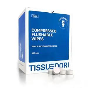 국내생산 비데압축티슈 300매 무방부제 건티슈 비데용 코인모양 물티슈