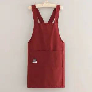 오르모 깔끔한 레드 앞치마 어린이집 미용실 카페앞치마 카페앞치마 미용
