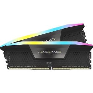 코르세어 복수 RGB DDR5 RAM 32GB(2x16GB) 6000MHz CL36-44-44-96 1.35V 인텔 XMP 3.0 컴퓨터 메모리 블랙(CMH32GX5M2E6000C36)