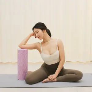 티에스 프리미엄 EVA 폼롤러 45cm 퍼플 원형 요가 돌기 마사지 필라테스