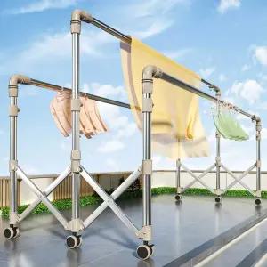 튼튼한 접이식 빨래건조대 이동식 이불건조대 원목 올스텐