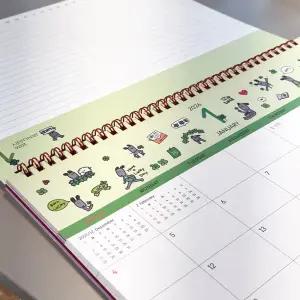 [모뉴] 오동에발레리 2026 패턴 캘린더 (일러스트 대형 탁상달력 A4 스케줄 큰 글씨 숫자 칸 넓은 데스크 캐릭터 업무 메모 귀여운)