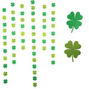정원 장식 야외 네잎 클로버 라떼 아트 가랜드 배너 창문 날 성 패트릭의