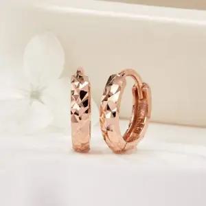 [비앤비골드] 14K 라운딩 다이아컷팅 원터치 링귀걸이 L 한쌍 PNE42094