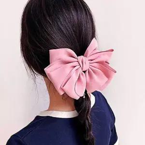 자동 헤어핀 핑크 풍성한리본 헤어장식 여친패션