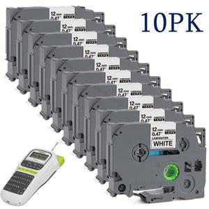10PK TZe231 12mm TZe 테이프 Brother 적층 라벨 TZ231 Brother P-touch 라벨 프린터용 흰색 카세트 검정색