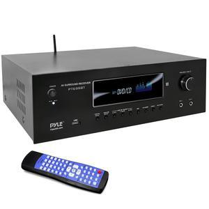 Pyle 1000W 블루투스 홈 시어터 수신기 - 4K 울트라 HD, 3D 비디오 및 블루레이 패스스루 지원, HDMI/MP3/USB/AM/FM 라디오, 블랙 5.2채널 서라운드 사운드 스테레오 앰프 시스템