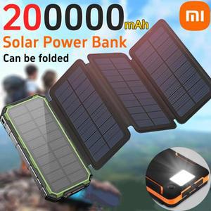 호환Xiaomi 태양 광 보조베터리 200000mAh 대용량 초고속 충전 iPhone Huawei 용 접이식 야외 휴대용