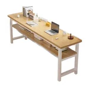 폭좁은 책상 작업대 단층 사이드 발코니 테이블 장 데스크탑 웜화이트 원목 조립식 데스커책상