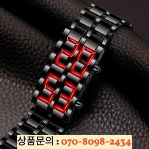 남성용 디지털 용암 손목 시계 패션 블랙 풀 메탈 레드 LED 디스플레이 소년 스포츠 크리에이티브 선물
