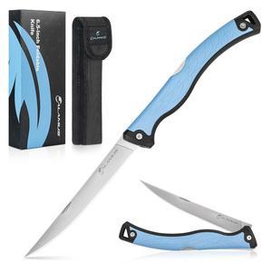 칼라무스 접이식 필레 나이프, 낚시용 G4116 독일 스테인리스 스틸, 초급삭, 유연하고 부식에 강한 칼날, 미끄럼 방지 손잡이, 장치 디자인, 낚시 장비, 남성용 선물