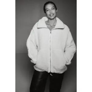 [정품] HM 여자 데일리 자켓 루즈핏 테디 재킷 라이트 베이지 1226826007