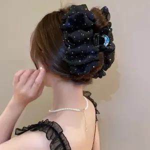 올림머리 포니테일 여자 망사 큐빅 빅사이즈 집게핀