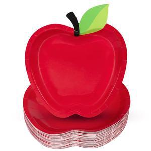 150피스 백 투 스쿨 레드 사과 종이 접시 학교 파티 첫날 장식 귀여운 과일 테마 유치원 유아용 일회용 식기류 인기