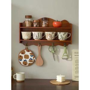 주방선반 우드 목재 원목 홈카페 식탁선반 버킷 청록색 벽걸이 1개 4개