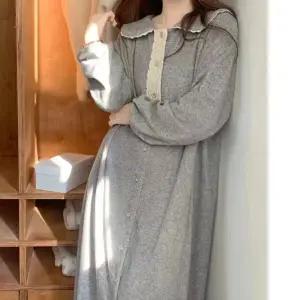 피치기모 여성 원피스잠옷 레이스 임산부 홈웨어 겨울 긴팔파자마