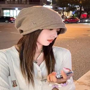 (무료배송) 겨울 여성 일채형 숏비니 니트 비니 모자 두건 털모자