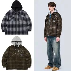 인터크루 힙하고 스타일리쉬한 후드 탈부착 체크 패딩 점퍼 ITZ4UP01A