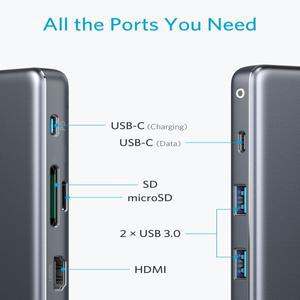 Anker usb 허브 341 USB-C 허브(7-in-1), 4K HDMI 100W 전원 공급 c 및 2개의 5Gbps 데이터 포트 노트북