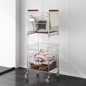 3단빨래바구니 올스텐빨래바구니 스텐 욕실 이동식