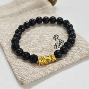 흑요석 비휴 염주 재물운 팔찌 8mm 파우치 증정