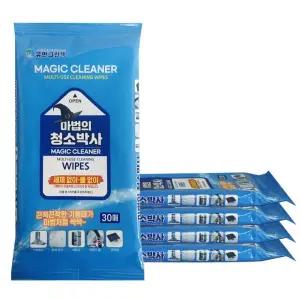 (30매)X(5개) 마법의 1714 찌든때제거 만능-기름때제거.청소용물티슈.물때제거.주방청소.얼룩제거.찌든때
