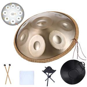 18인치 핸드팬 9음계 G 마이너 440HZ 초보자용 팬탐 드럼 스테인리스 스틸 요가 명상