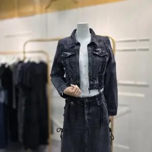 레이스업 집업 데님 자켓 ER3ODZ51DE