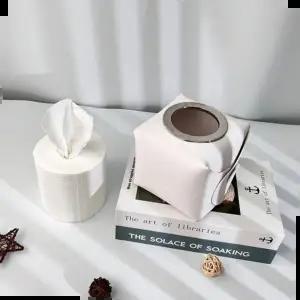 티슈커버 가죽 롤휴지 두루마리 휴지 케이스 박스 화이트