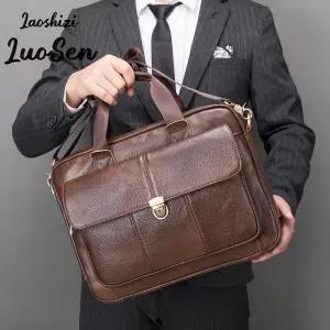 LUOSEN 남자 천연소가죽 남성가방 노트북 서류가방 크로스백