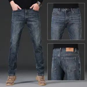 남성 슬림 겨울 일자핏 청바지 추동 빈티지 프리미엄 라이트 스트레이트 스판 9부 캐주얼 바지 힛템