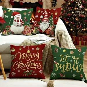 크리스마스 쿠션 커버 사각 산타 눈사람 소파 쇼파 겨울 인테리어 카페 홈 파티 교회 45×45
