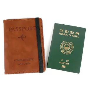 해외여행 가죽 여권 케이스 트레블월렛 기본 갈색 여