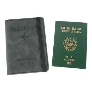 해외여행 가죽 여권 케이스 트레블월렛 기본 진회색