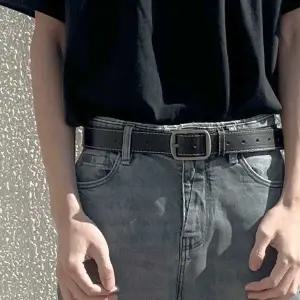 남녀 공용 청바지 코디 캐주얼 스티치 사각 버클 벨트