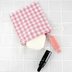 다용도 체크 복조리 파우치 핑크 (WE2E781)