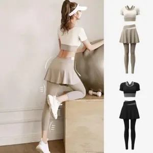 [아우트]필라테스 레이어드 치마 레깅스 세트